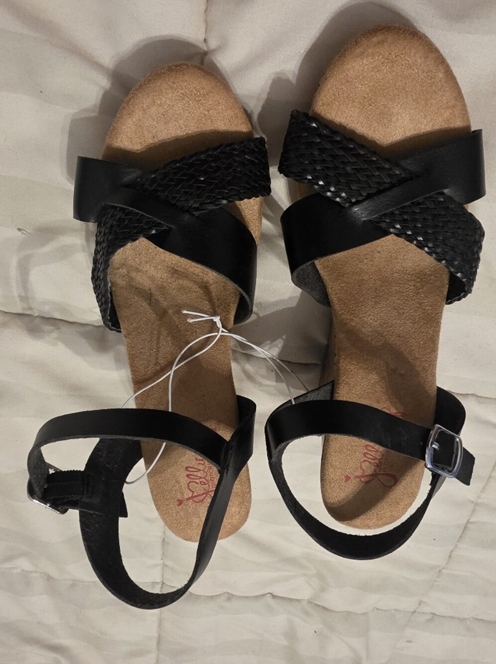 Jellypop Calla Black Braided Strap Wedge Sandals